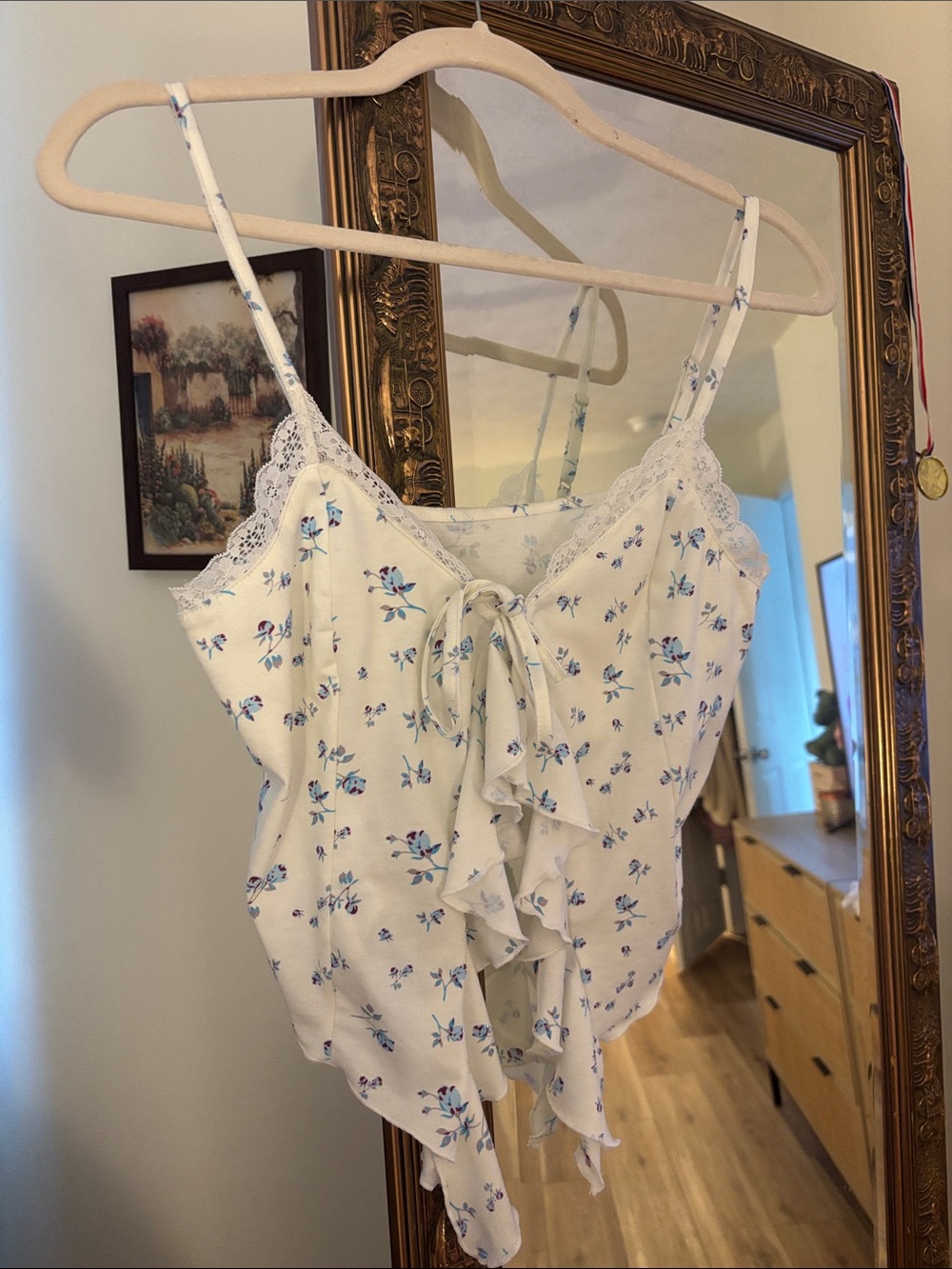White Floral Tank Top